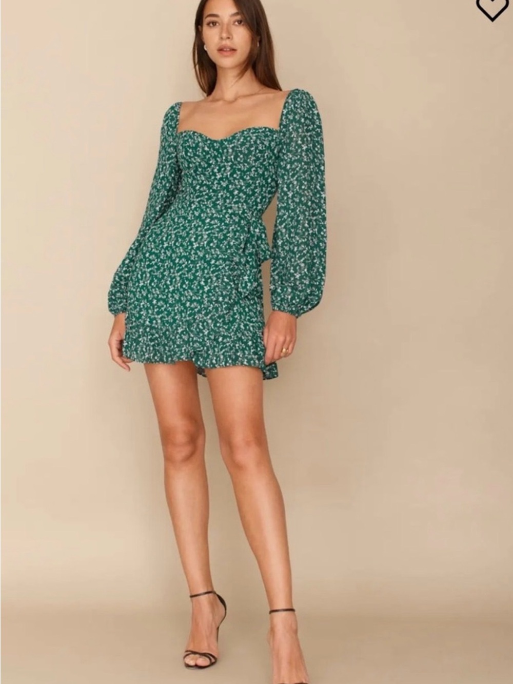 Reformation Cammi Sweetheart Mini Dress in Emerald Green
